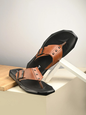 PROVOGUE Men Sandals(Tan, Black , 11)