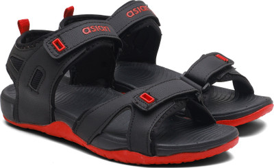 asian Men Sports Sandals(Black, Red , 8)