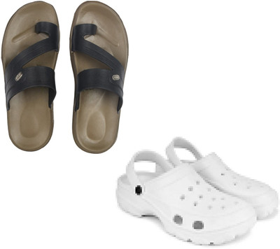 Vomoya Men Sandals(Black, White , 6)