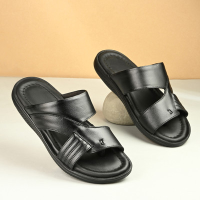 Butello Leather Comfort Extra Soft Summer Trendy Premium Stylish Party slipper Men Sandals(Black , 9)