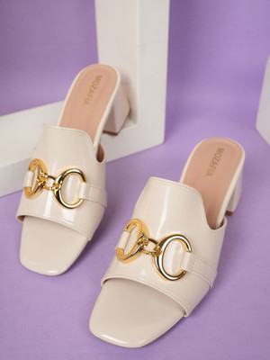 MOZAFIA Women Heels(Off White , 8)