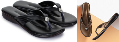 Nekii Traders Women Flats(Black, Brown , 9)