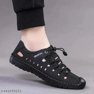 RANZAG Men Flats(Black , 7)