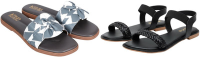Kuhu Creations Women Flats(Grey, Black , 4)