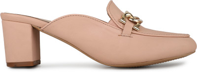 Inc.5 Party Wear Solid Round Toe Block Heel Sandals Women Heels(Orange , 7)