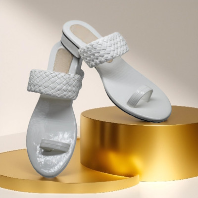 Flowers Life Women Flats(White , 4)