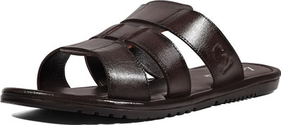LOUIS STITCH Lightweight Open Toe Kohlapuri Style Leather Men Sandals(Brown , 7)