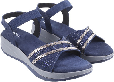 METRO Women Wedges(Navy , 4)