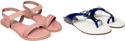 Kuhu Creations Women Flats(Blue, Pink , 4)