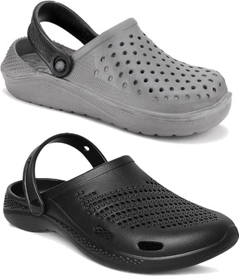 Camfoot Men Sandals(Black, Grey , 7)