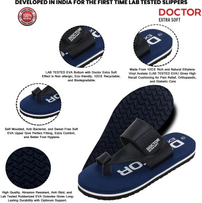 DOCTOR EXTRA SOFT Mens Ortho Care Velcro Slipper Orthopaedic Diabetic Comfort Soft Doctor Dr House Men Sandals(Navy , 6)