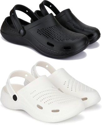 BERSACHE Men Sandals(Black, White , 7)