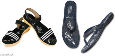 hiyaga Women Casual(Black, Blue , 8)