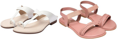 Kuhu Creations Women Flats(White, Pink , 5)