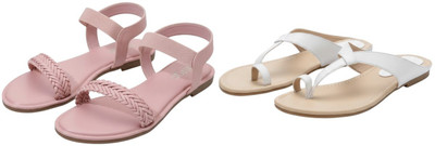 Kuhu Creations Women Flats(Pink, White , 7)