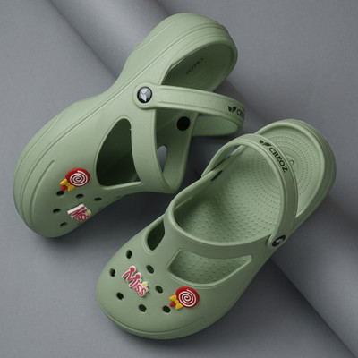 Free Kicks Women Clogs(Olive , 8)