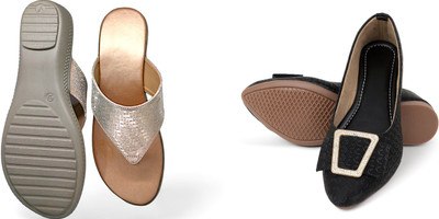 PMS Women Wedges(Black, Olive , 8)