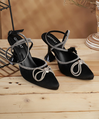 Qismat Women Heels(Black , 4)