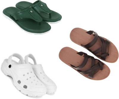 Vomoya Men Sandals(Green, Brown, White , 10)