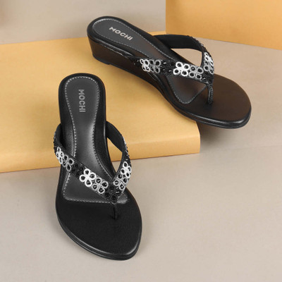 MOCHI Women Wedges(Black , 4)
