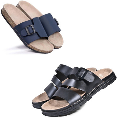 Walkivo Men Sandals(Blue, Black , 7)