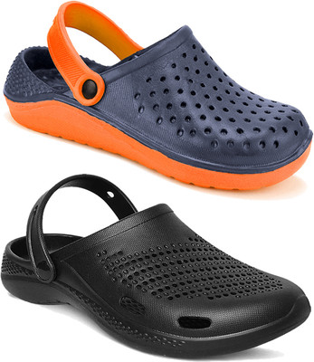 Camfoot Men Sandals(Black, Orange , 7)