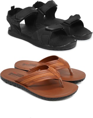 asian Men Sandals(Tan, Black , 10)