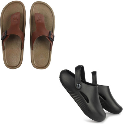 Vomoya Men Sandals(Tan, Black , 6)