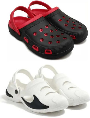 house of common Men Clogs(Red, White , 10)