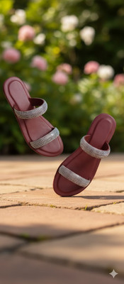 Fambells Women Flats(Maroon , 8)