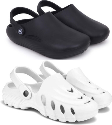 Kapani Fashion Men Flipflops, Slipper, Slides, Sandal, Clogs-Combo Pack of 2 (Black, White , 8) Men Casual(Black, White , 8)