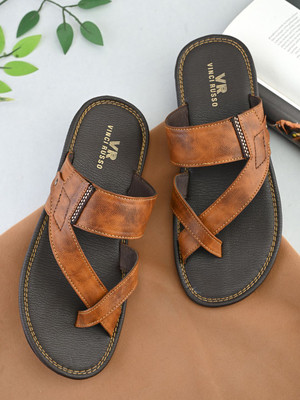 VINCI RUSSO Men Sandals(Black , 6)