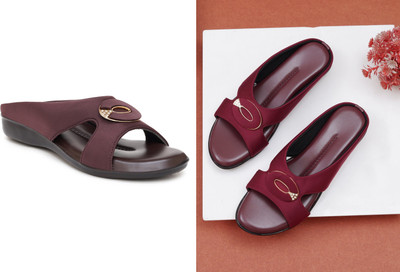 hunyza footwear Women Flats(Brown, Maroon , 5)