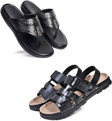 Walkivo Men Sandals(Black, Black , 7)