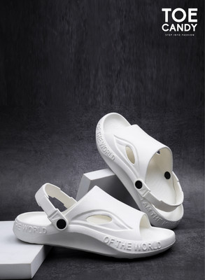 TOE CANDY White Men Clogs Slide Men Sandals(White , 8)