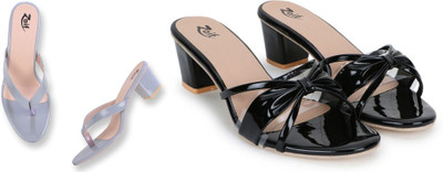 Zaif Women Heels(Grey, Black , 8)