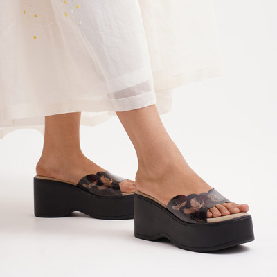jm looks Women Wedges(Black , 5)
