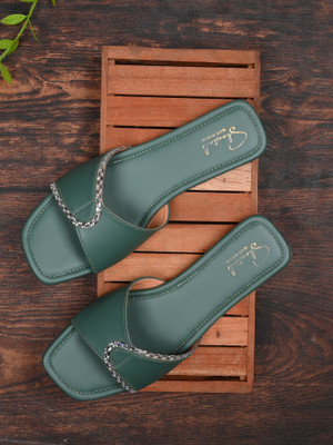 Shoestail Women Flats(Green , 6)