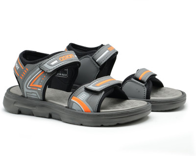 asian Men Sandals(Grey, Orange , 7)