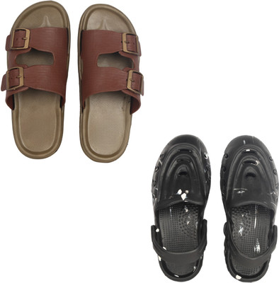 Vomoya Men Sandals(Tan, Black , 6)