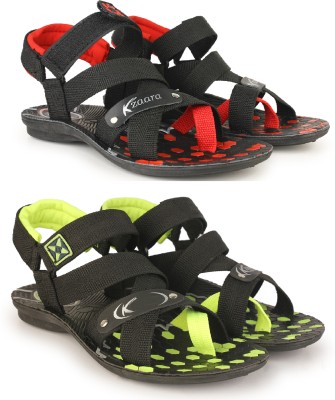 Kzaara Men Sandals(Red, Green , 6)