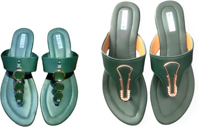 Nicesteps Women Flats(Green, Green , 4)