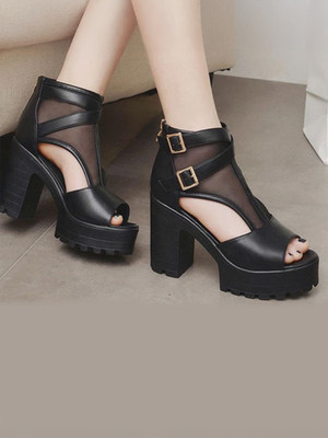 SHOETOPIA Women Heels(Black , 4)