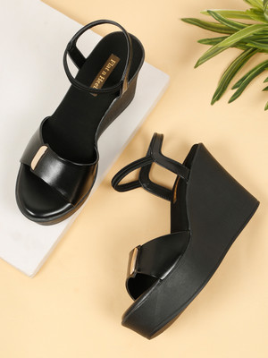 flat n heels Women Heels(Black , 5)