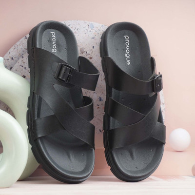 PROVOGUE Men Sandals(Black , 9)