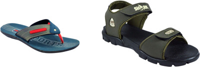 Classica Men Sandals(Blue, Green , 8)