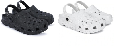 BeeOne Men Sandals(Black, White , 8)