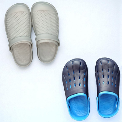 Monrav Men Clogs(Off White, Blue , 6)
