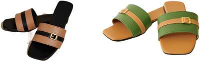 Dualstep Women Flats(Black, Brown, Green, Brown , 7)