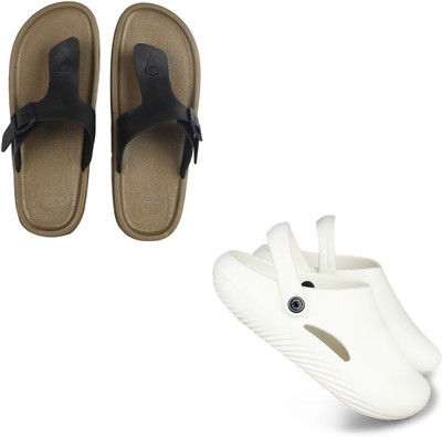 Vomoya Men Sandals(Black, White , 6)